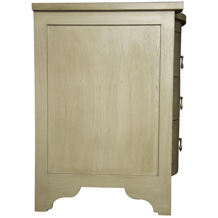 Vintage Charm Grey Elm Nightstand with Curved Storage Drawers