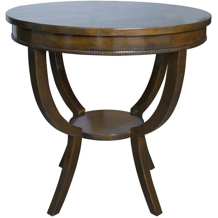 Scheffield Distressed Brown Mahogany Round End Table