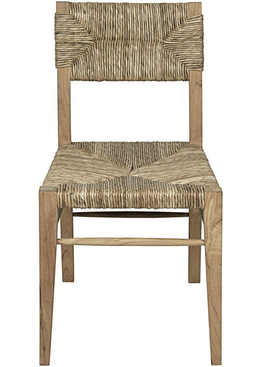 Teak and Rattan Brown Side Chair