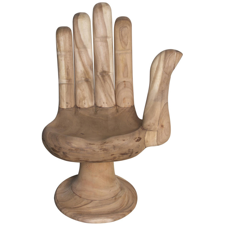 Handcrafted Buddha Teak Wood Accent Chair in Brown