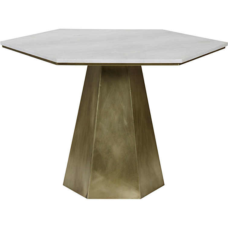 Demetria Round White Quartz and Metal Dining Table