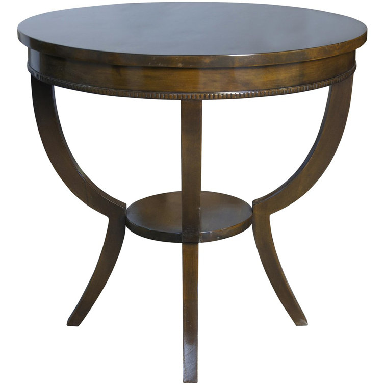 Scheffield Distressed Brown Mahogany Round End Table