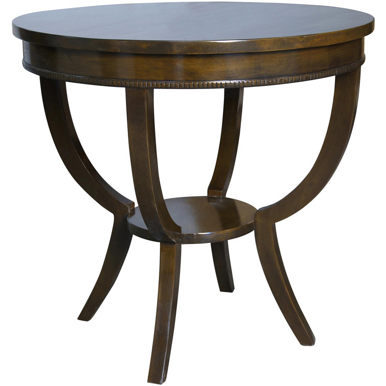 Scheffield Distressed Brown Mahogany Round End Table
