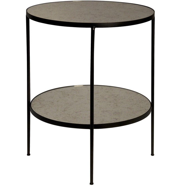 Anna Round Mirrored Glass Metal End Table