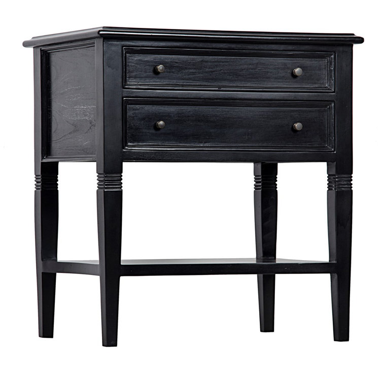 Artisan Crafted Mahogany Side Table with Tapered Legs and Storage