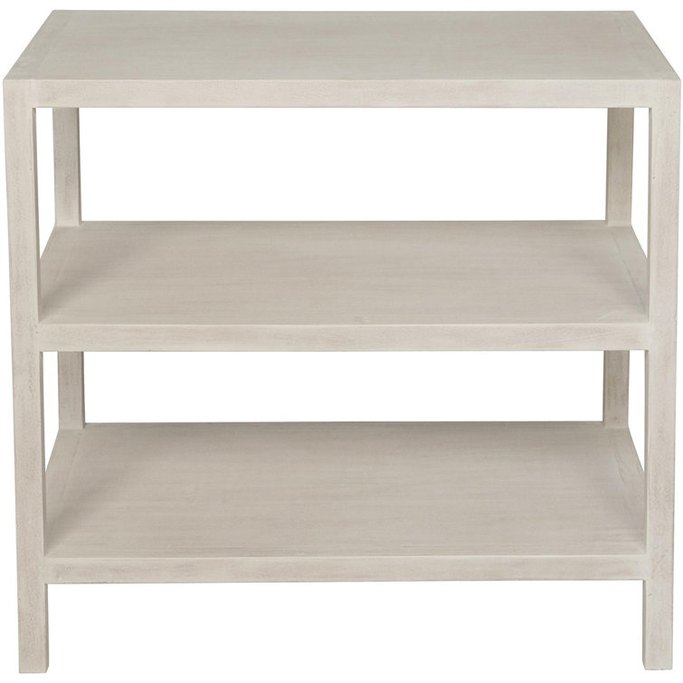 White Washed Solid Wood Rectangular End Table