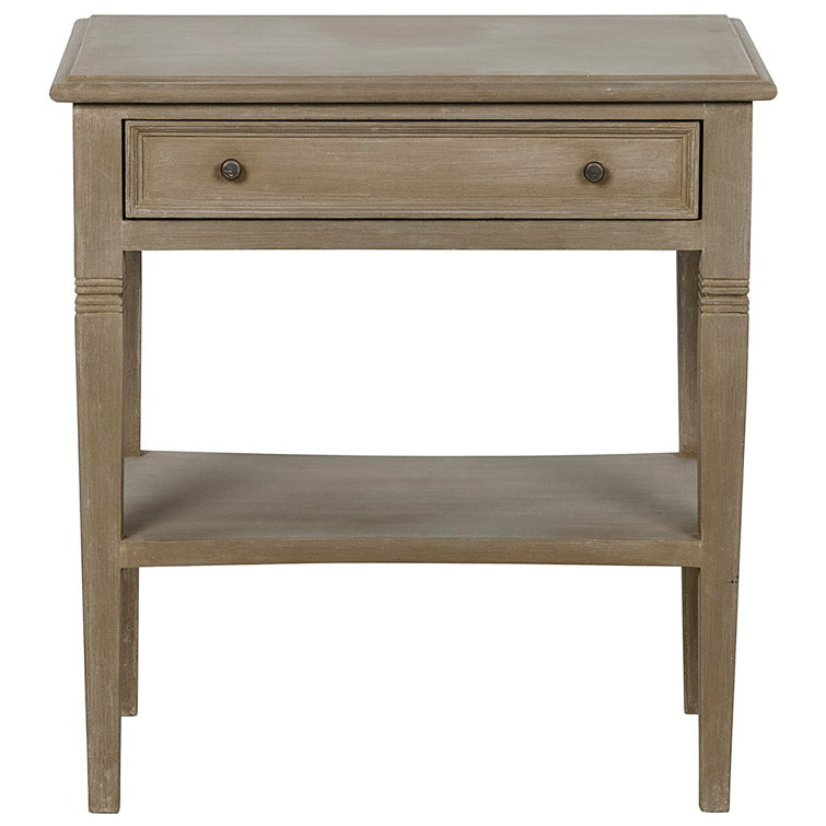 Weathered Mahogany Wood End Table with Storage