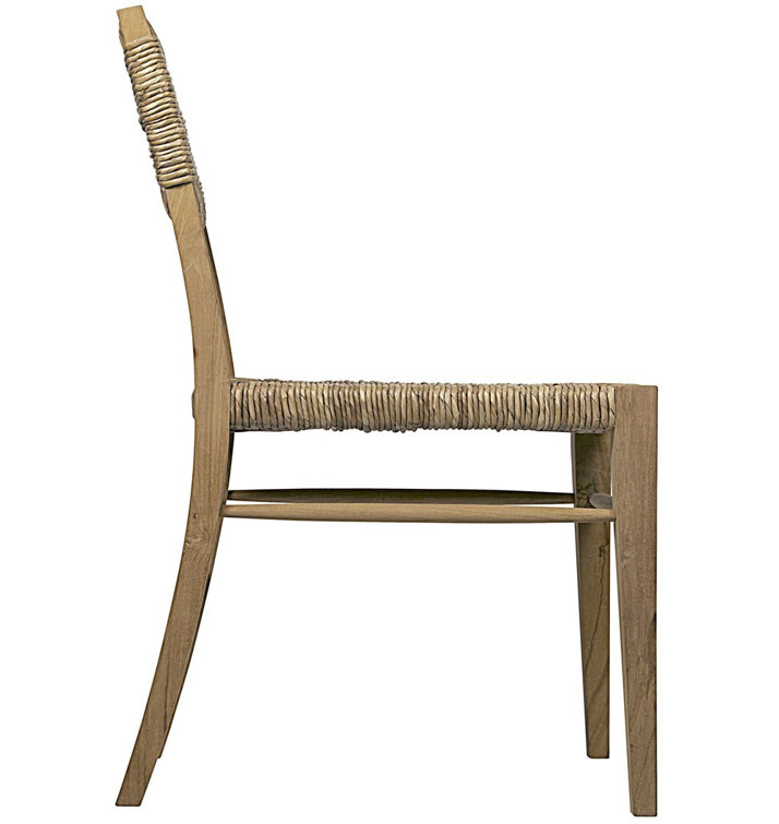 Teak and Rattan Brown Side Chair