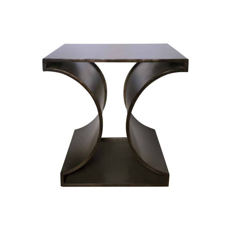 Alec Geometric Black Metal Industrial Side Table