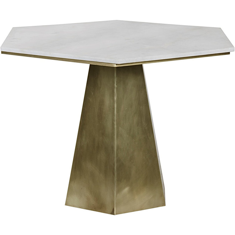 Demetria Round White Quartz and Metal Dining Table