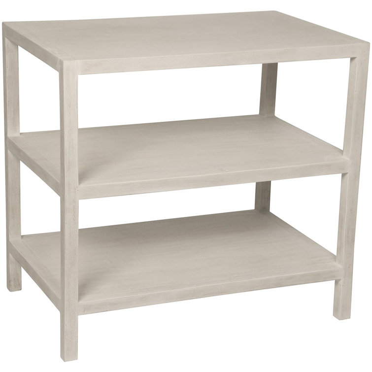 White Washed Solid Wood Rectangular End Table