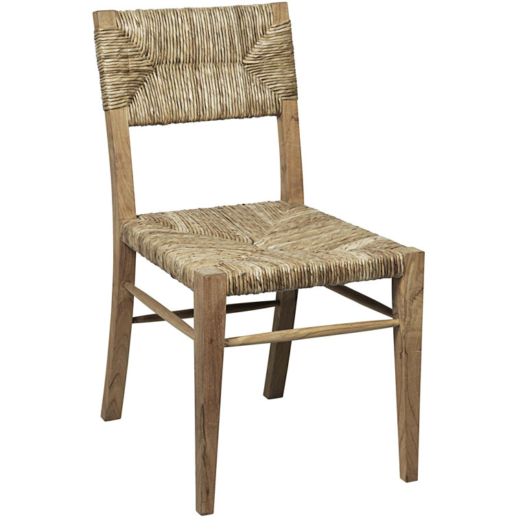 Teak and Rattan Brown Side Chair