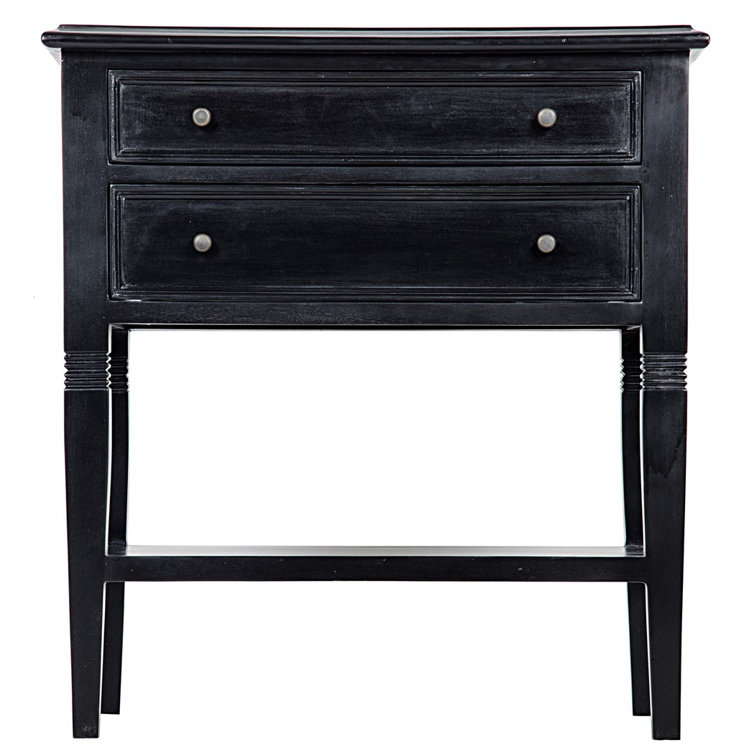 Artisan Crafted Mahogany Side Table with Tapered Legs and Storage