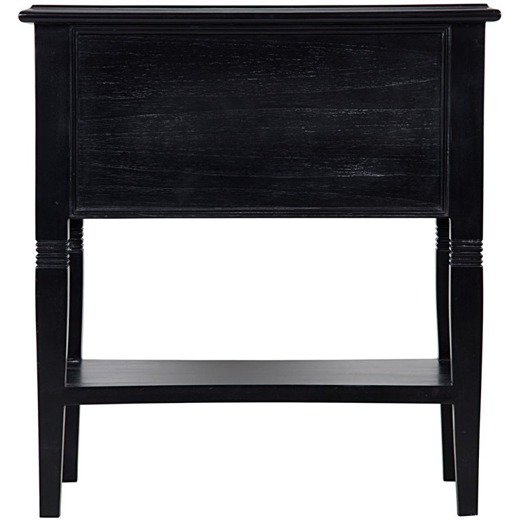 Artisan Crafted Mahogany Side Table with Tapered Legs and Storage