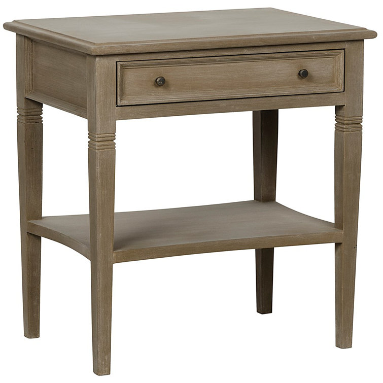 Weathered Mahogany Wood End Table with Storage
