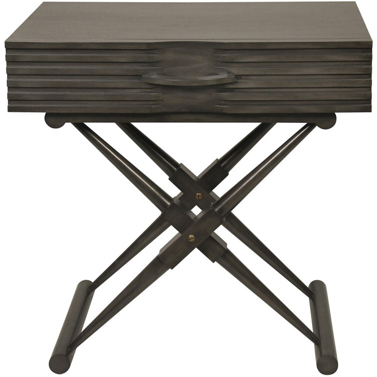 Zanta Pale Solid Wood Rectangular End Table with Storage