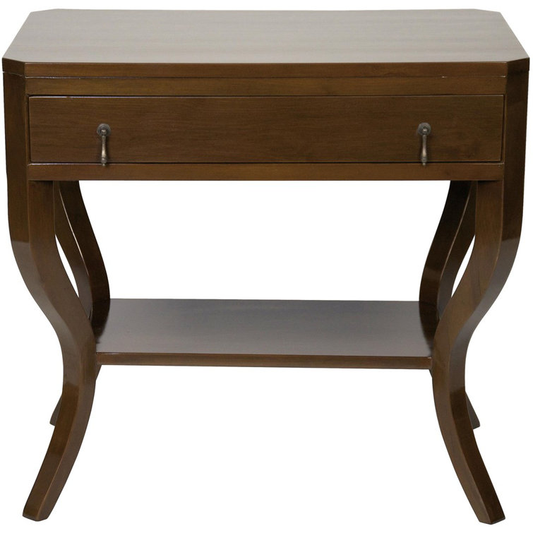 Weldon 20'' Distressed Brown Birch Wood End Table with Storage
