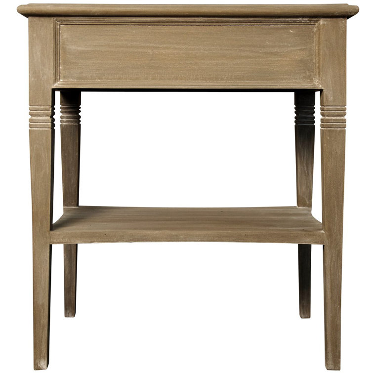 Weathered Mahogany Wood End Table with Storage