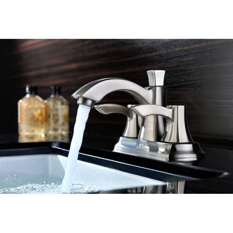 Brushed Nickel Dual Handle Centerset Bathroom Faucet