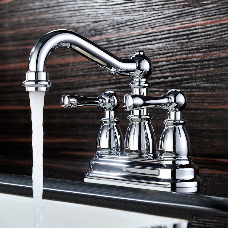 Polished Chrome 4-Inch Centerset 2-Handle Bathroom Faucet