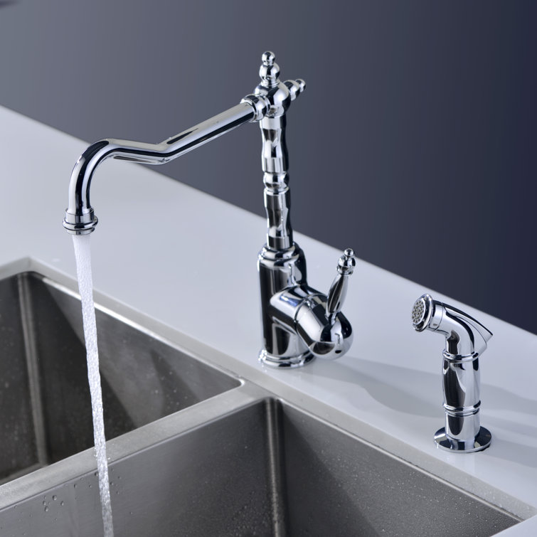 Polished Chrome Single Handle Kitchen Faucet with Sprayer