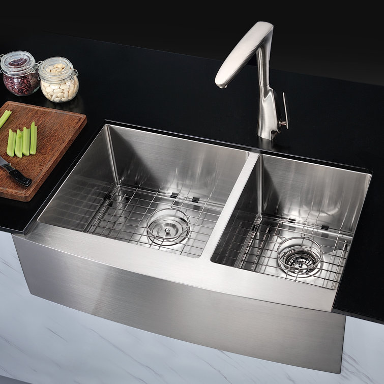 Elysian 33" Stainless Steel Double Bowl Farmhouse Sink
