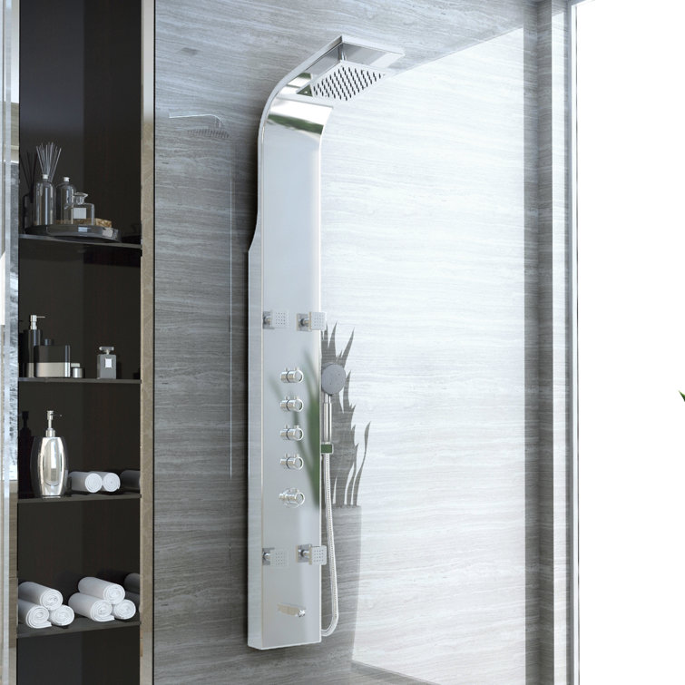 Echo 63.5'' Brushed Stainless Steel Shower Panel with Adjustable Jets