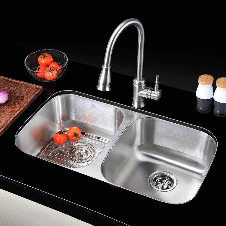 Moore 32'' Double Bowl Stainless Steel Undermount Kitchen Sink