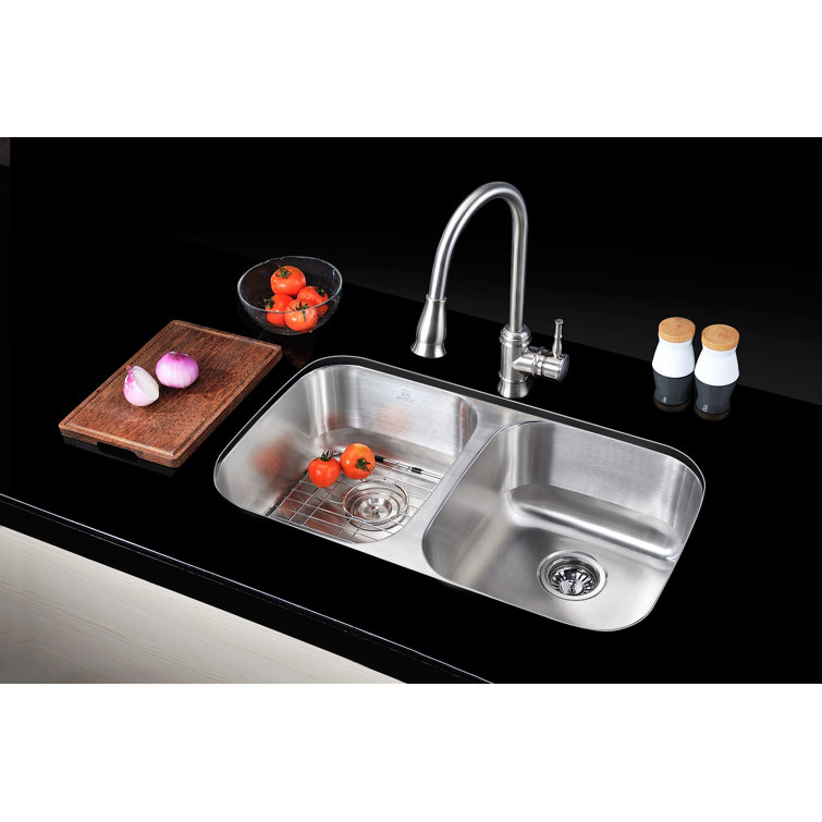 Moore 32'' Double Bowl Stainless Steel Undermount Kitchen Sink