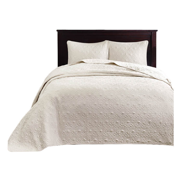 Cream King Reversible Microfiber Bedspread Set
