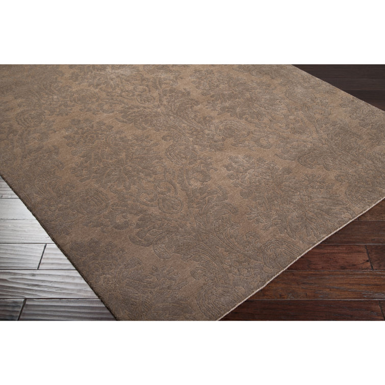 Terran Ivory and Brown Hand-Knotted Wool Area Rug, 9' x 13'