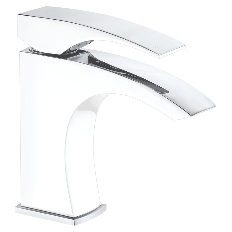 Chrome and White Single-Handle Bathroom Faucet with Drain Assembly