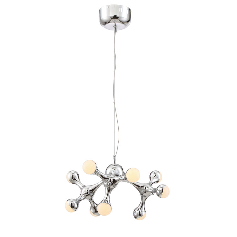 Molecule 19" Chrome Crystal LED Chandelier with Acrylic Shades