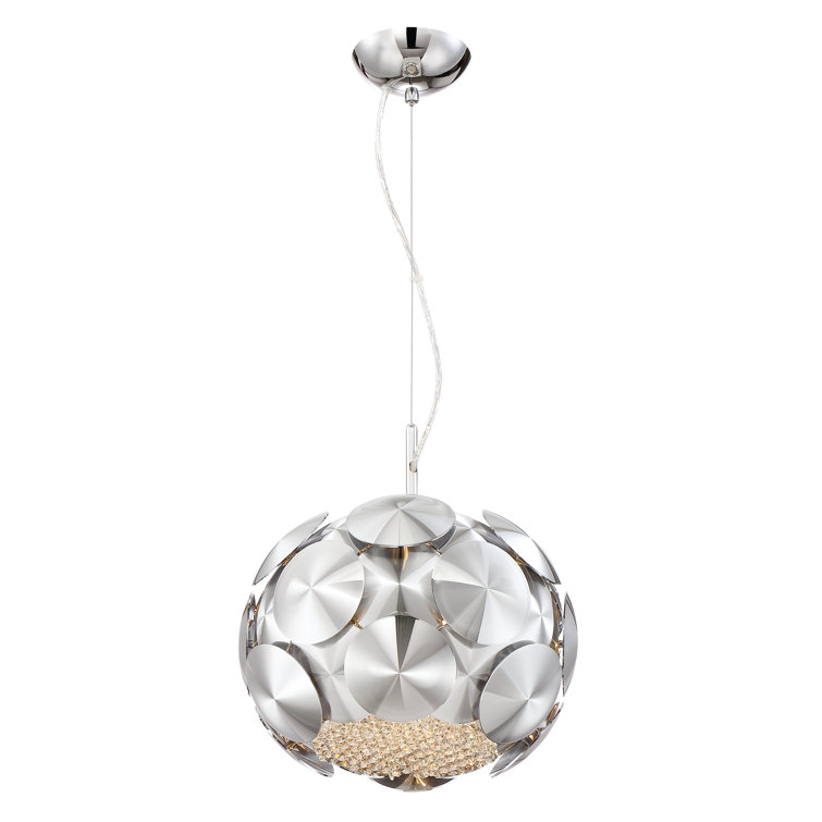 Crown Crystal Globe 12" Chrome LED Dimmable Chandelier