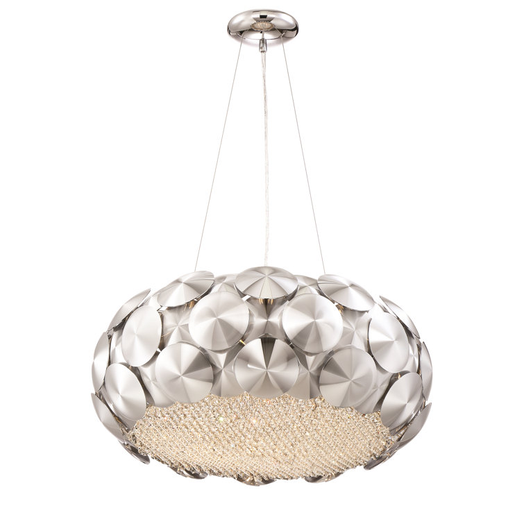 Chrome and Crystal 24-Inch Geometric Pendant Chandelier