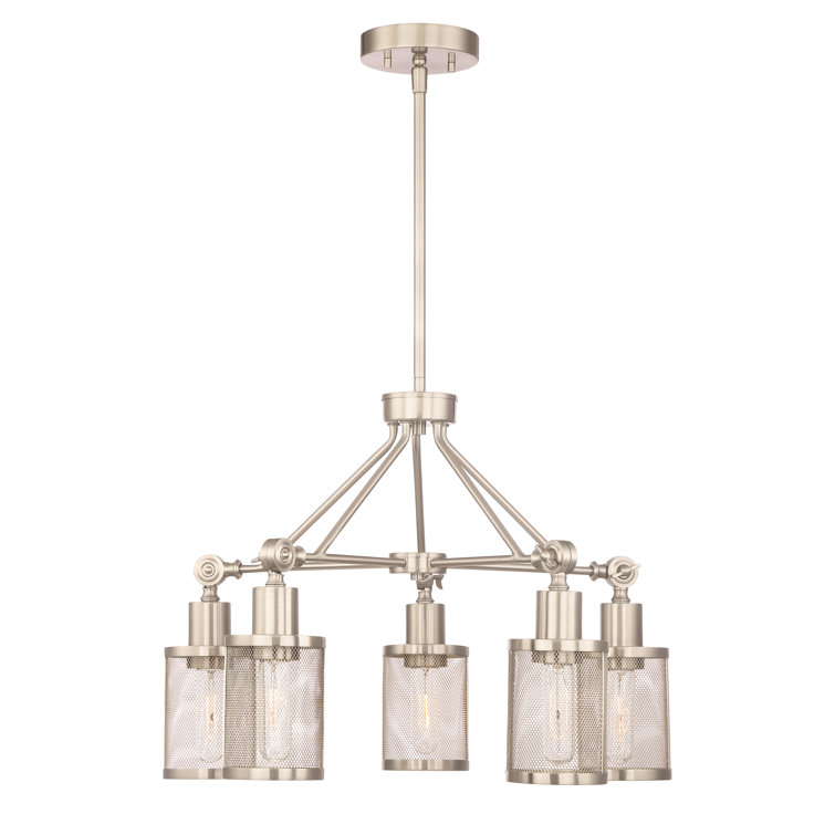 Geminus Brushed Nickel 22" Crystal 5-Light Plug-in Chandelier