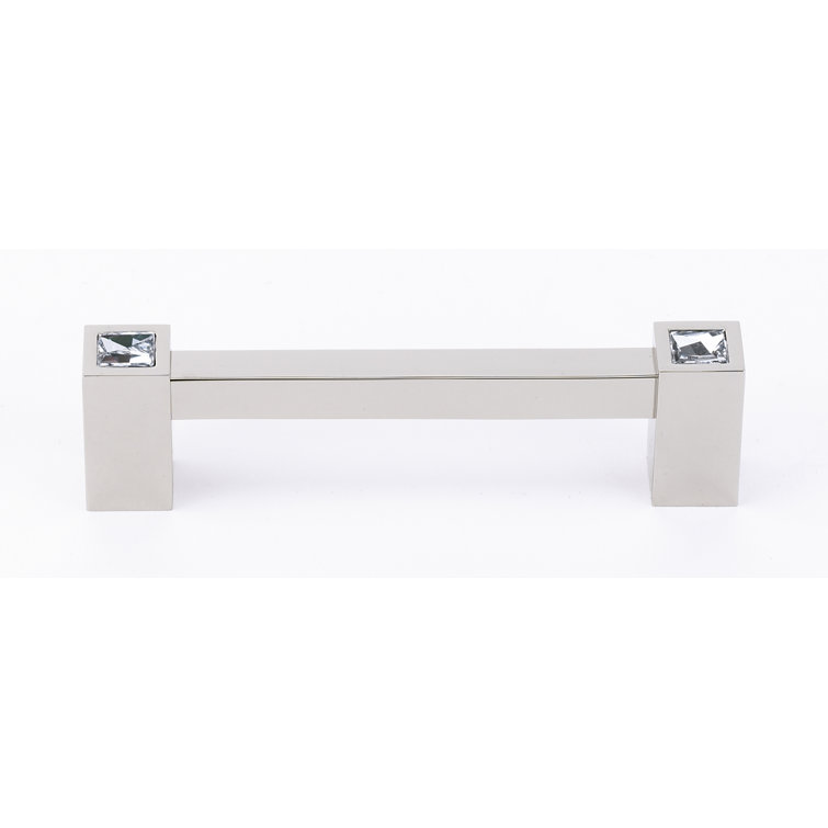 Polished Nickel Crystal Bar Pull with Mounting Hardware