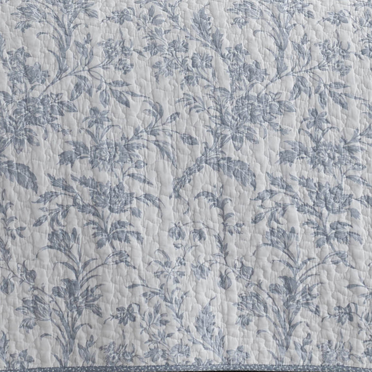 King Size Blue Cotton Reversible Quilt Set