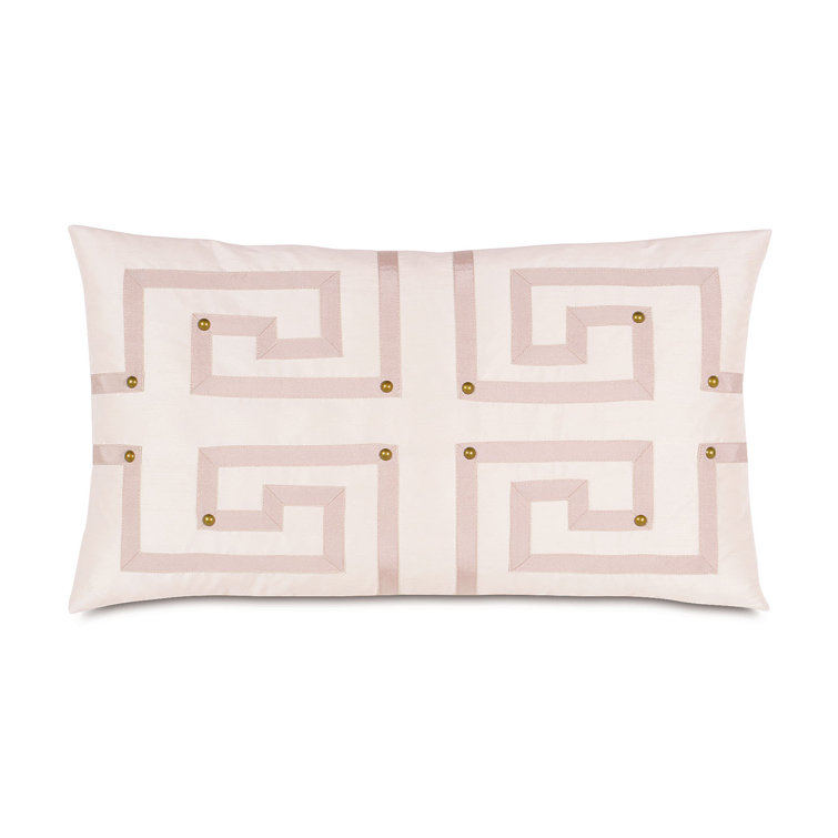 Ivory and Blush Embroidered Rectangular Lumbar Pillow