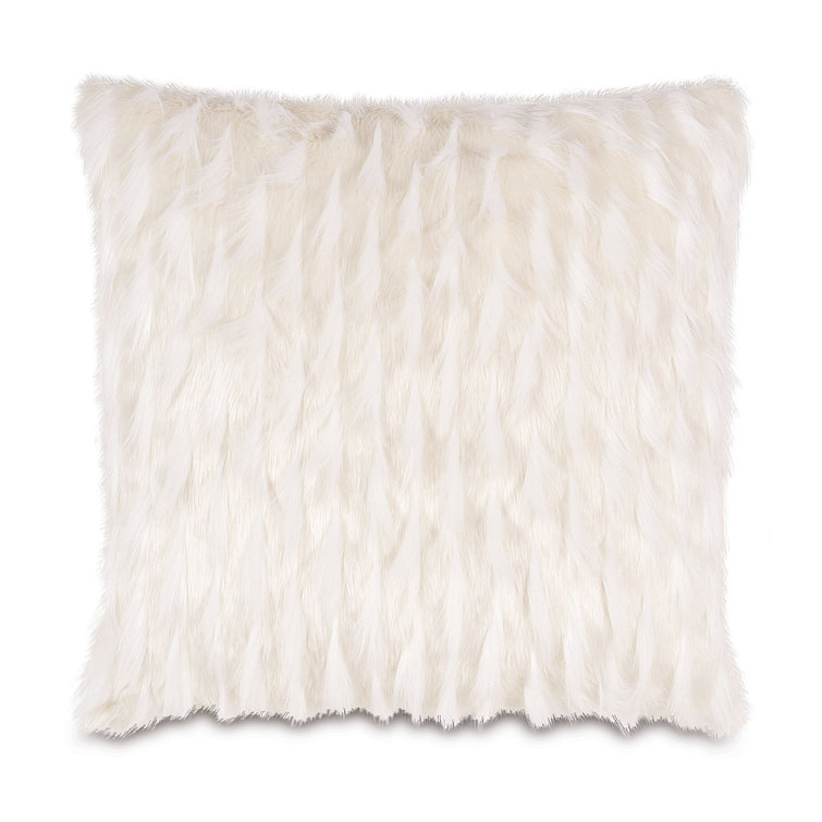 Luxurious White Faux Fur Square Pillow Cover & Insert