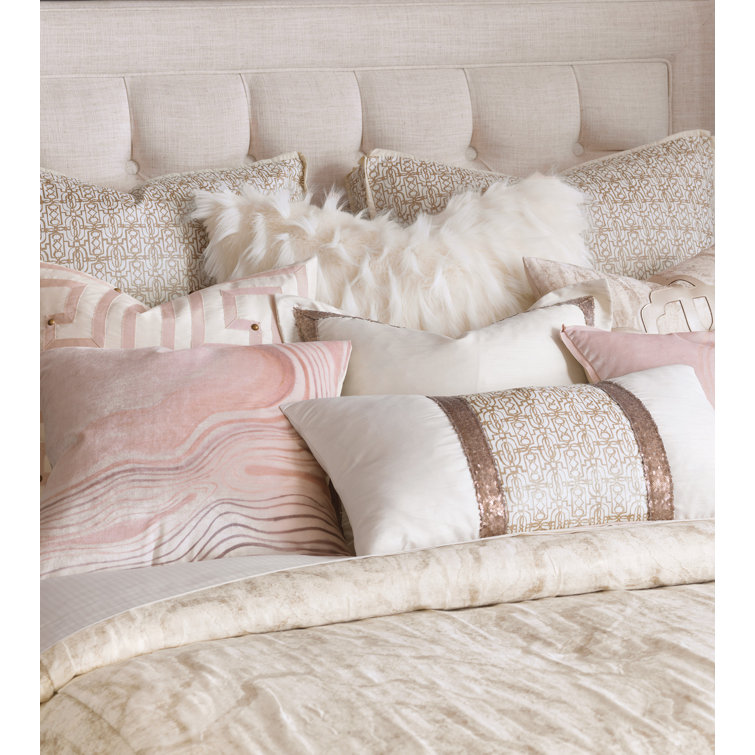 Blush Velvet Embroidered Square Nursery Pillow Set