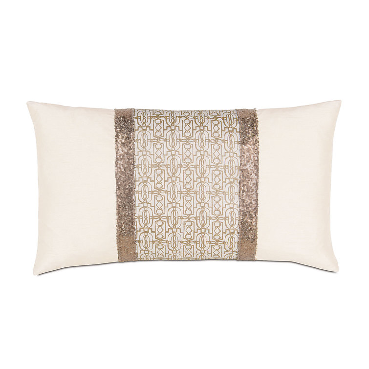 Ivory and Gold Art-Deco Rectangular Polyester Pillow