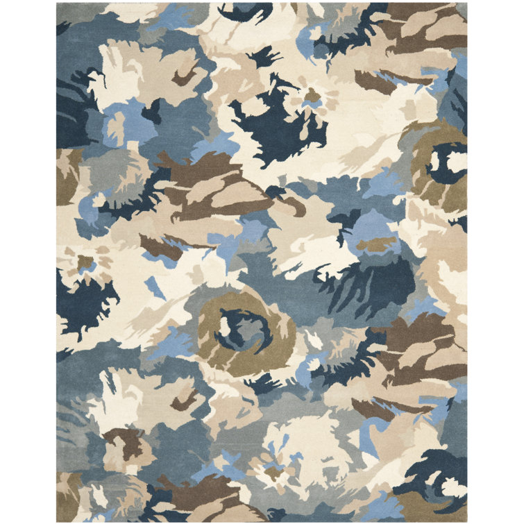 Azure Whirlwind Hand-Tufted Wool 4' x 6' Area Rug