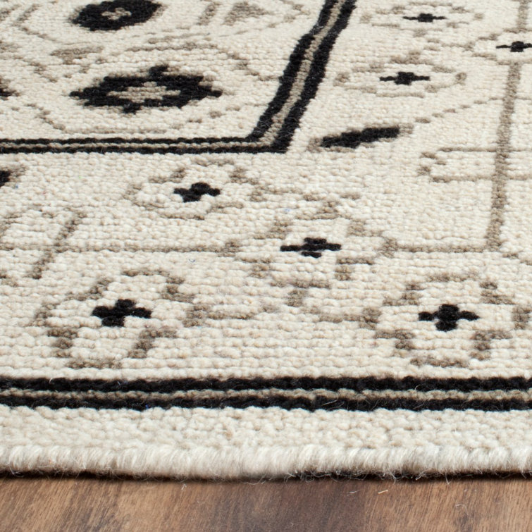 Kenya Hand-Knotted Ivory and Grey Pure Wool Rug - 9' x 12'