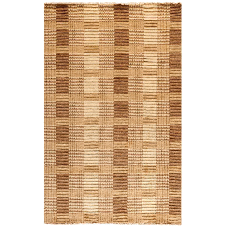Hand-Knotted Brown Wool Rectangular 9' x 12' Rug