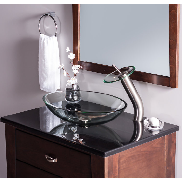 Clear Oval Glass Above-Counter Vessel Sink