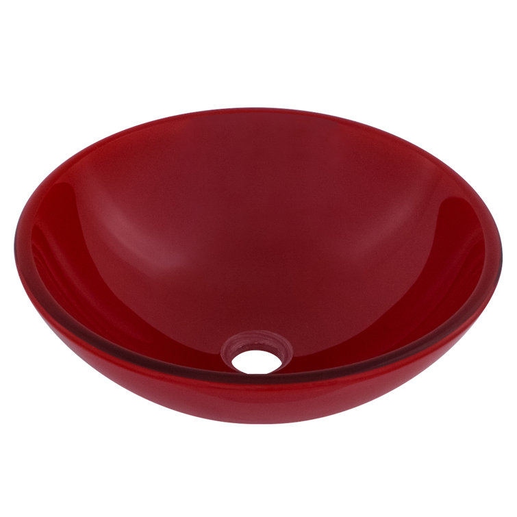 Rosso 16.5'' Red Glass Round Above-Counter Bathroom Sink