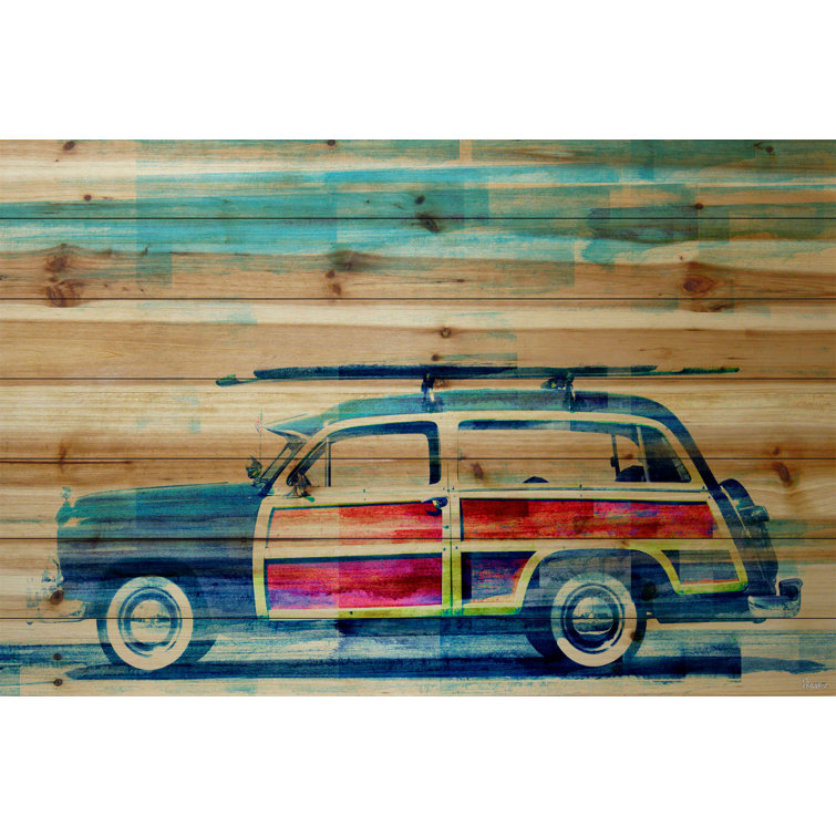 Surf Day Natural Pine Wood Landscape Wall Art
