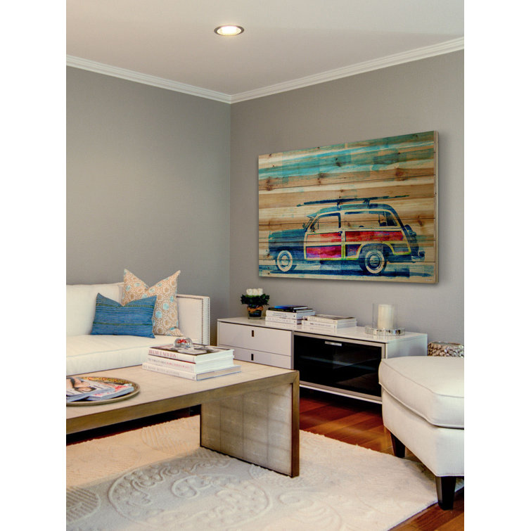 Surf Day Natural Pine Wood Landscape Wall Art