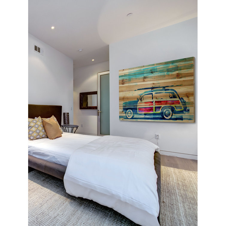 Surf Day Natural Pine Wood Landscape Wall Art